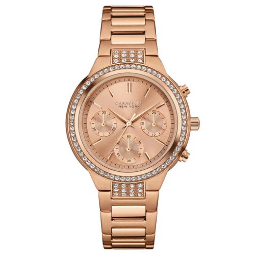 L180 Women's Rose Gold Steel Crystal Watch - Caravelle - Modalova