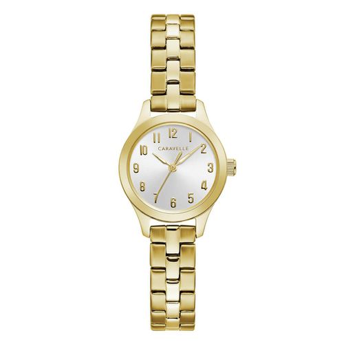 Women's Bracelet Watch - Dress Quartz Silver Dial Yellow Gold Steel / 44L248 - Caravelle - Modalova