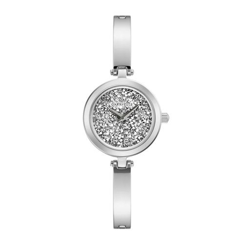 Women's Crystal Watch - Silver Dial Stainless Steel Bangle Bracelet / 43L211 - Caravelle - Modalova