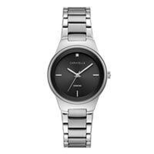 Women's Diamond Watch - Quartz Black Dial Stainless Steel Bracelet / 43P110 - Caravelle - Modalova