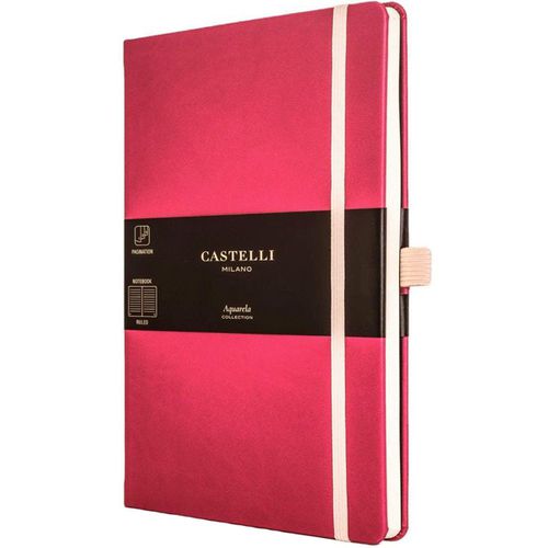 A5 Notebook - Aquarela Ivory Pages Medium, Ruled, Amaranth / QC625-006 - Castelli - Modalova
