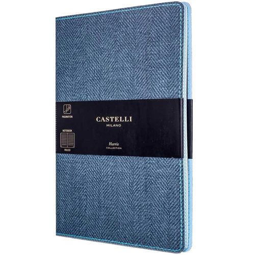 Notebook - Harris Tweed Cover Medium A5, Ruled, Slate Blue / QC6D9-389 - Castelli - Modalova