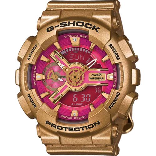 Women's Watch - G-Shock Pink and Gold Ana-Digi Dial Strap / GMAS110GD-4A1CR - Casio - Modalova
