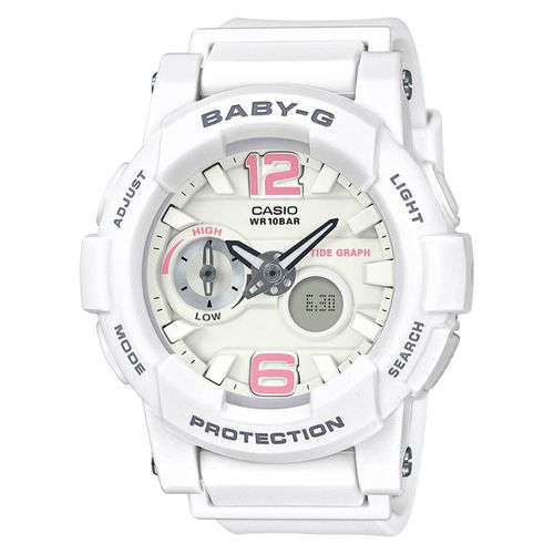 Women's World Time Watch - Baby-G White Ana-Digi Dial Resin Strap / BGA180BE-7B - Casio - Modalova