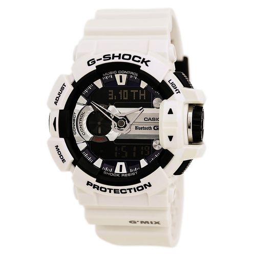 GBA400-7C Men's G-Shock Alarm Ana-Digi Black Dial White Resin Strap Quartz Dive Watch - Casio - Modalova