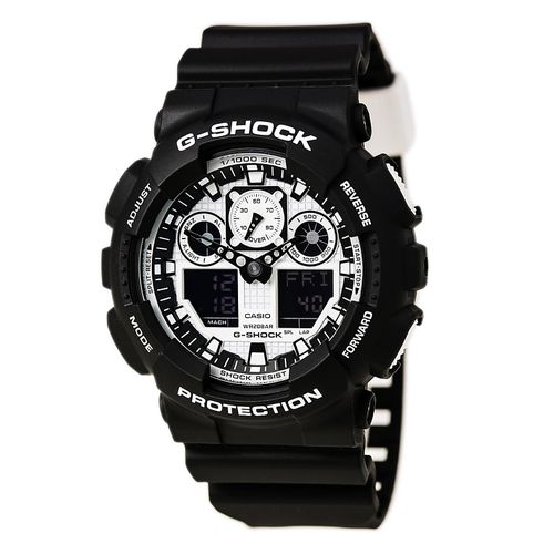 Men's World Time Watch - G-Shock Dive Resin Strap Ana-Digi Dial / GA100BW-1A - Casio - Modalova