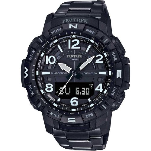 Men's Quartz Watch - Pro Trek Compass Ana-Digi Dial Black Bracelet / PRTB50YT-1 - Casio - Modalova