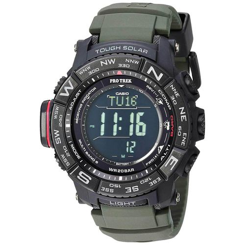 Men's Quartz Watch - Pro Trek Digital Dial Green Silicone Strap / PRW3510Y-8 - Casio - Modalova