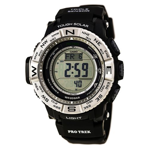 PRW3500-1 Men's Protrek Tough Solar Digital Grey Dial Black Resin Strap World Time Dive Watch - Casio - Modalova