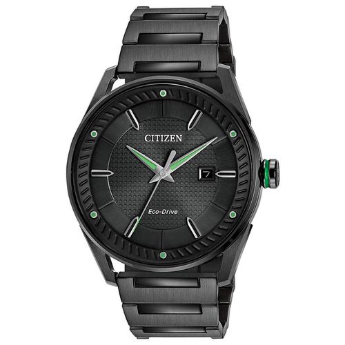 Men's Bracelet Watch - Drive Date Black Dial Black Steel / BM6985-55E - Citizen - Modalova