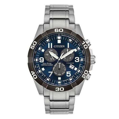 Men's Chronograph Watch - Brycen Blue & Grey Dial Titanium / BL5558-58L - Citizen - Modalova