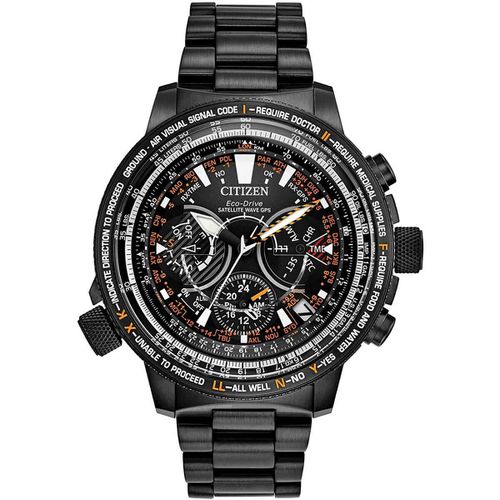 Men's Chronograph Watch - Satellite Wave Black Dial Bracelet / CC7015-55E - Citizen - Modalova