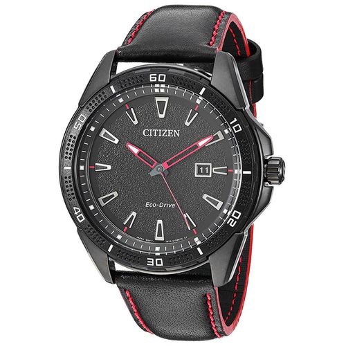 Men's Strap Watch - Action Required Black Leather Black Dial / AW1585-04E - Citizen - Modalova