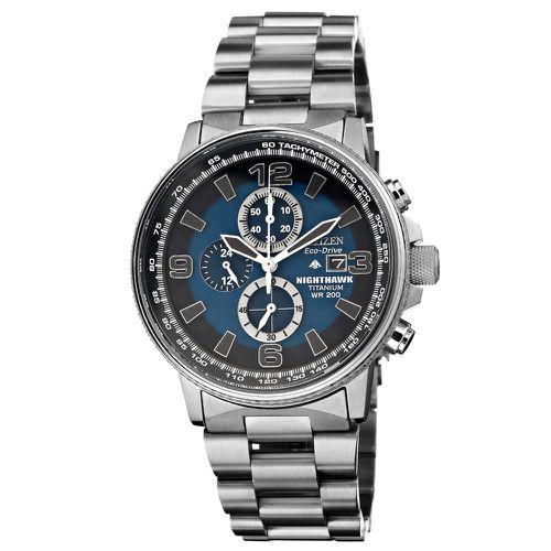 CA0500-51L Men's Nighthawk Eco-Drive Blue Dial Titanium Bracelet Chronograph Dive Watch - Citizen - Modalova