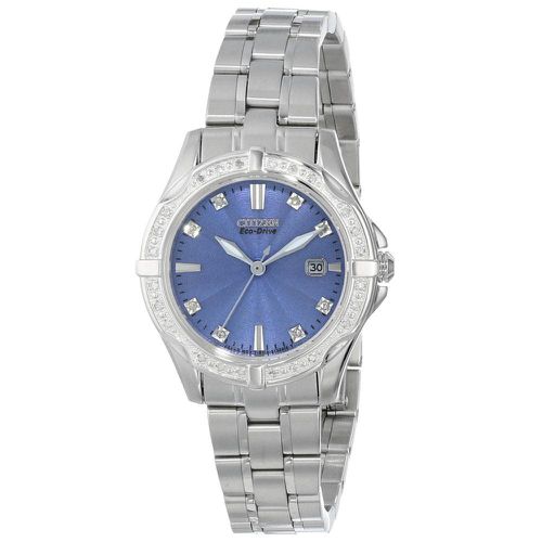 EW1920-53L Women's Eco-Drive Blue Dial Steel Bracelet Diamond Watch - Citizen - Modalova