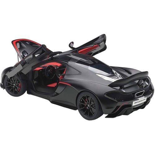 Scale Model Car - Mclaren P1 Composite Body Matt Black with Red Accents - Autoart - Modalova