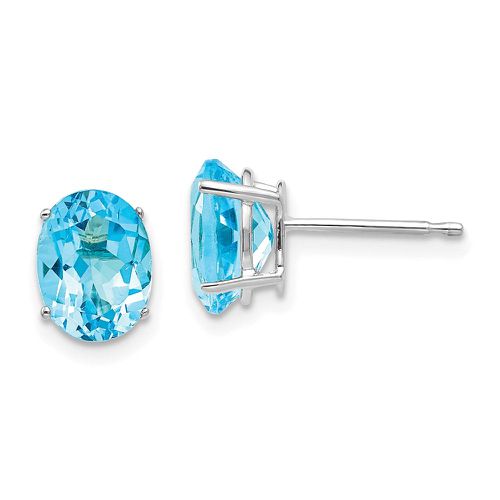 K White Gold 8x6mm Oval Blue Topaz Earrings - Jewelry - Modalova