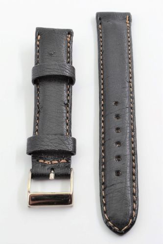 Unisex 16mm Black Genuine Ostrich Leather Band - Brentwood - Modalova