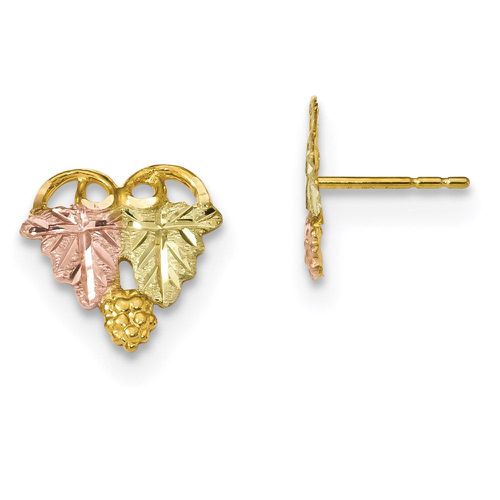 K Tri-Color Black Hills Gold Post Earrings - Jewelry - Modalova