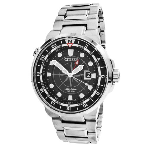Men's Watch - Endeavor Eco-Drive Black Dial Silver Steel Bracelet / BJ7140-53E - Citizen - Modalova