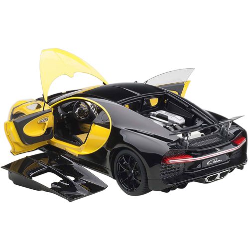 Model Car - Bugatti Chiron Jaune Molsheim Yellow and Nocturne Black - Autoart - Modalova