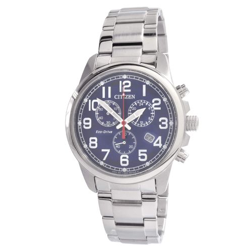 Men's Watch - Eco-Drive Chronograph Blue Dial Silver Bracelet / AT0200-56L - Citizen - Modalova