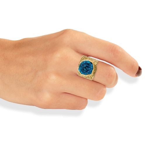 Gold Bronze Ring With Blue Crystals - Tina Kotsoni - Modalova