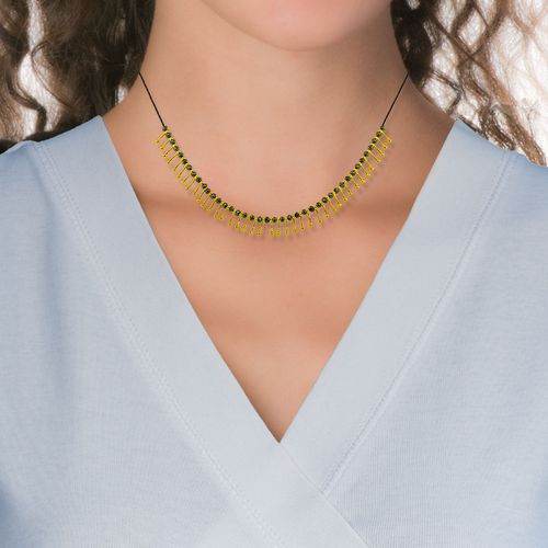 Black Necklace Gold Plated Silver Elements & Hematite - Tzomaka - Modalova