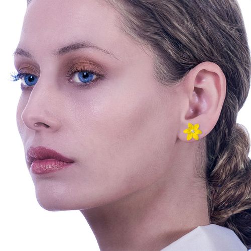 Handmade Silver Earrings Yellow Flowers - Stavros - Modalova