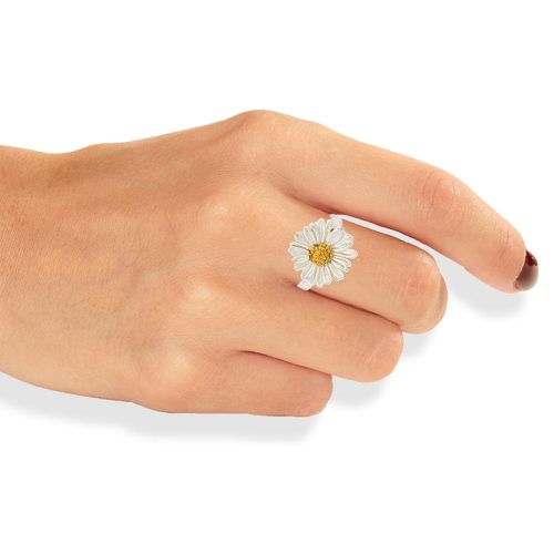 Handmade Gold Silver Daisy Hammered Ring - Thallo - Modalova