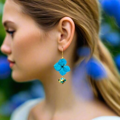 Flower Earrings Hydrangeas With Swarovski Stones - Crafts of Soul - Modalova