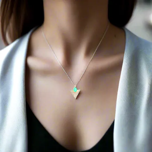 Plated Silver Necklace With Green Agate - Alexandros Rallis - Modalova