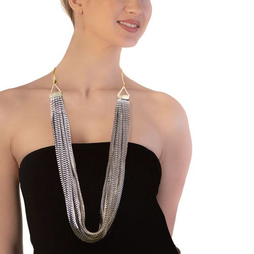 Satin Necklace Neos Black Gold - Alexandra Tsoukala - Modalova