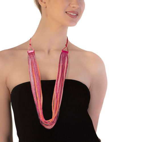 Satin Necklace Neos Black Orange - Alexandra Tsoukala - Modalova