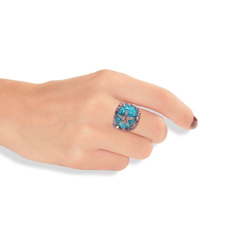 Turquoise Starfish Silver Ring - Tina Kotsoni - Modalova