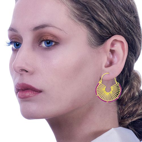 Earrings With Pink Zircons Waves - Georgia Charal - Modalova