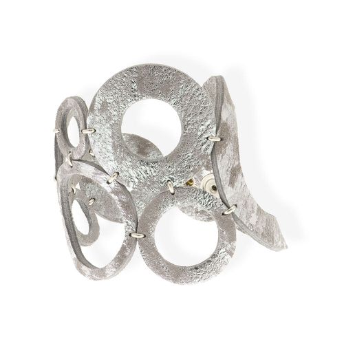 Handmade Leather Sparkling Silver Gray Rings Bracelet - Marina Panayiotoulia - Modalova