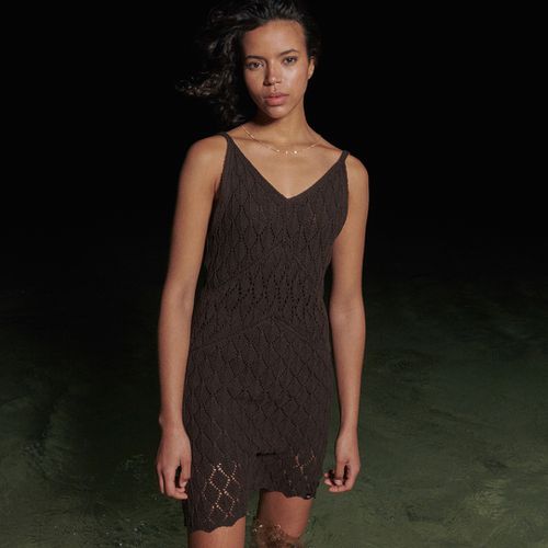 Women's Crochet Cami Mini Dress Brown / Dark Oak Brown - Size: 14 - Superdry - Modalova