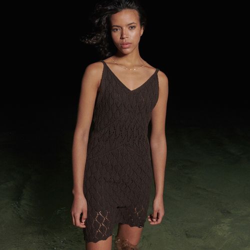 Women's Crochet Cami Mini Dress Brown / Dark Oak Brown - Size: 8 - Superdry - Modalova