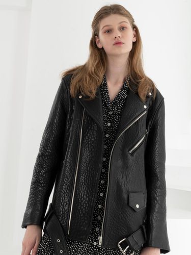 Oversize Leather Jacket Black - THE SUIN - Modalova