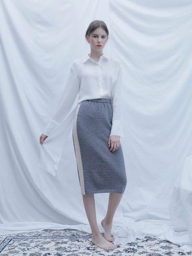 Side Line Knit Skirt Grey - bibyseob - Modalova