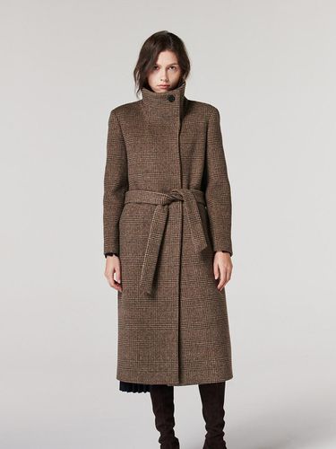 High Neck Single Coat Brown Check - THE SUIN - Modalova