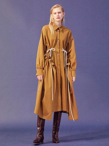 String Fly Shirt Dress Camel - mimicAWE - Modalova