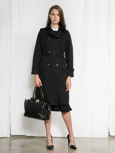 Black Modern Trench Coat - JOSEPH AHN - Modalova