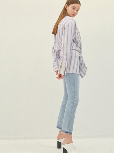 Lavender_Linen Touch Mix Color Pocket Long Shirts - HALEINE - Modalova