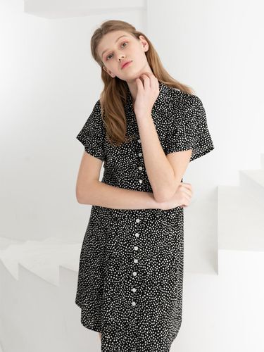 Front Button Mini Dress Black - THE SUIN - Modalova