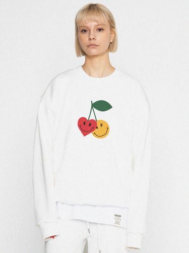 Cherry Smile White Clip Sweatshirt - GRAVER - Modalova