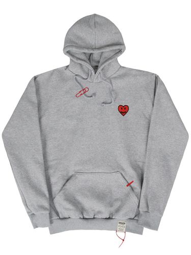 Heart Smile Embroidery Clip Hoodie_Gray - GRAVER - Modalova