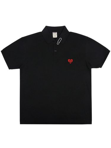 Heart Logo White Polo Shirt Black - GRAVER - Modalova