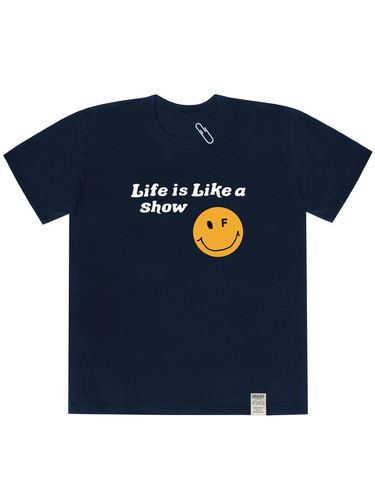 Smile Dot Logo Short Sleeve T-shirt_Navy - GRAVER - Modalova